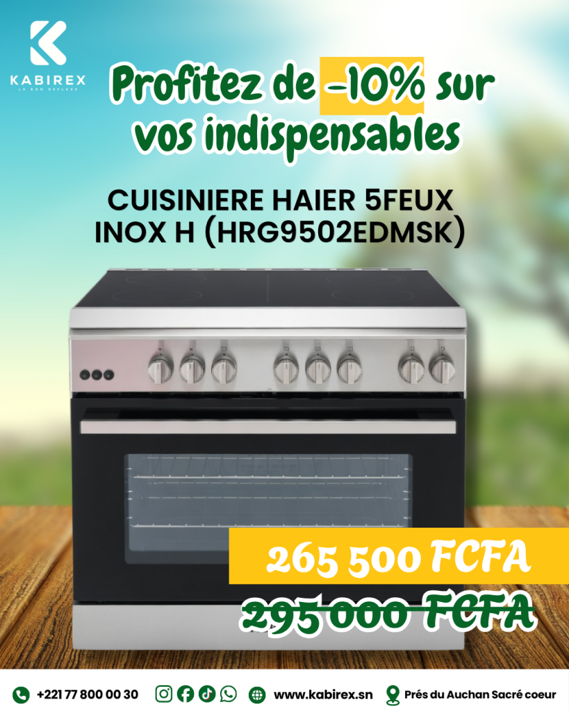 cuisiniére haier 5 feux inox h